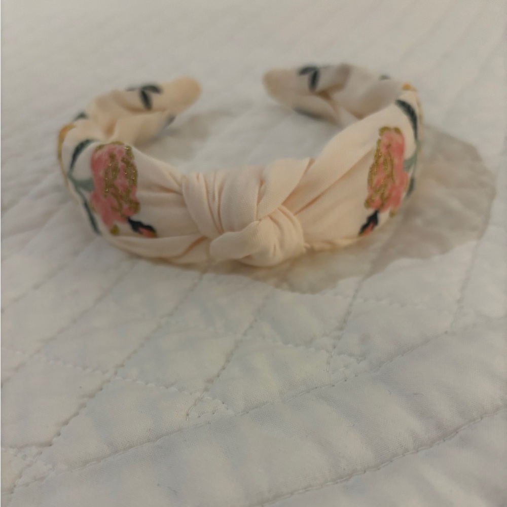Rifle Paper Co Rose Embroidered Cream Headband - Picture 2 of 5